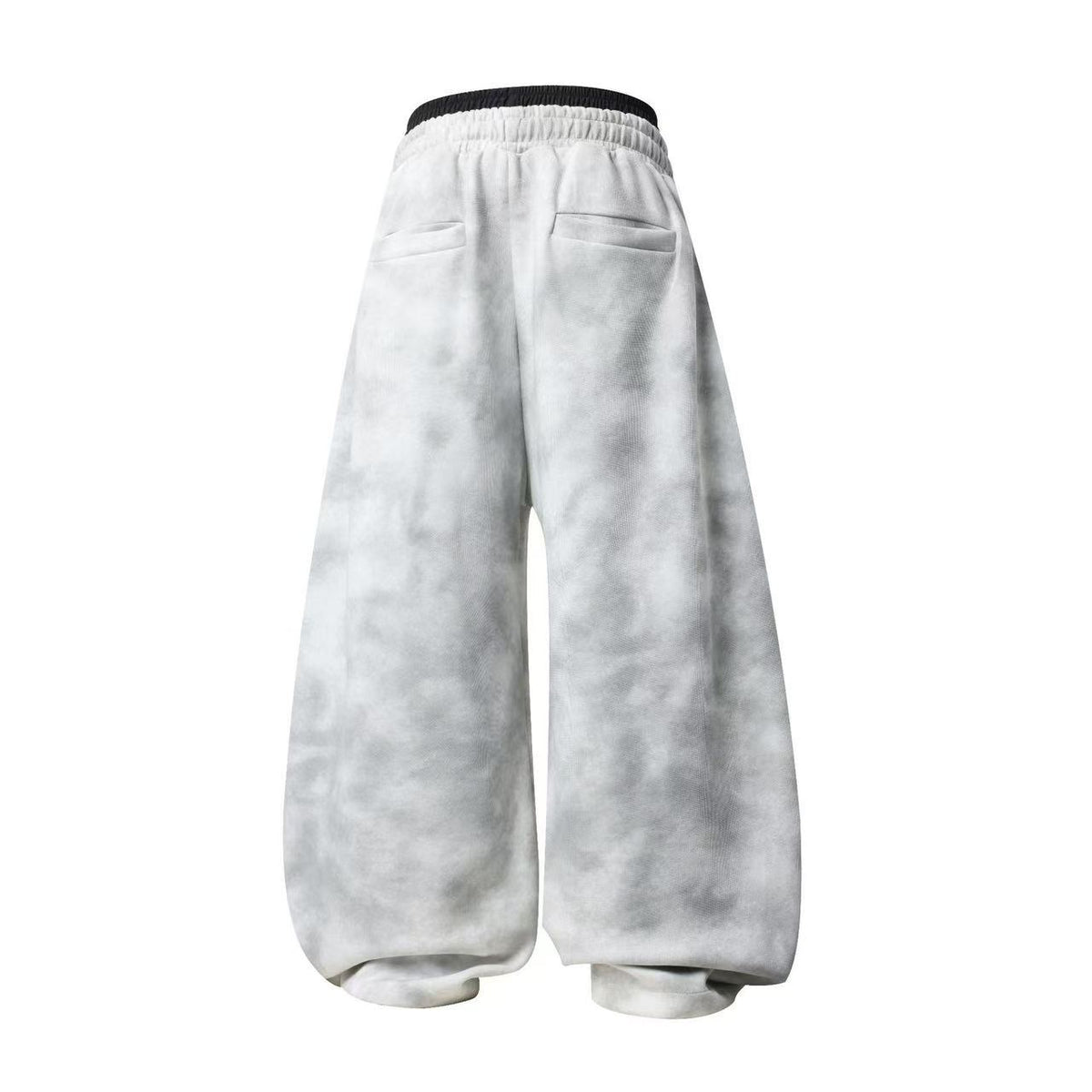 Unisex Washed Barcode Print Side Striped Wide Leg Sweatpants