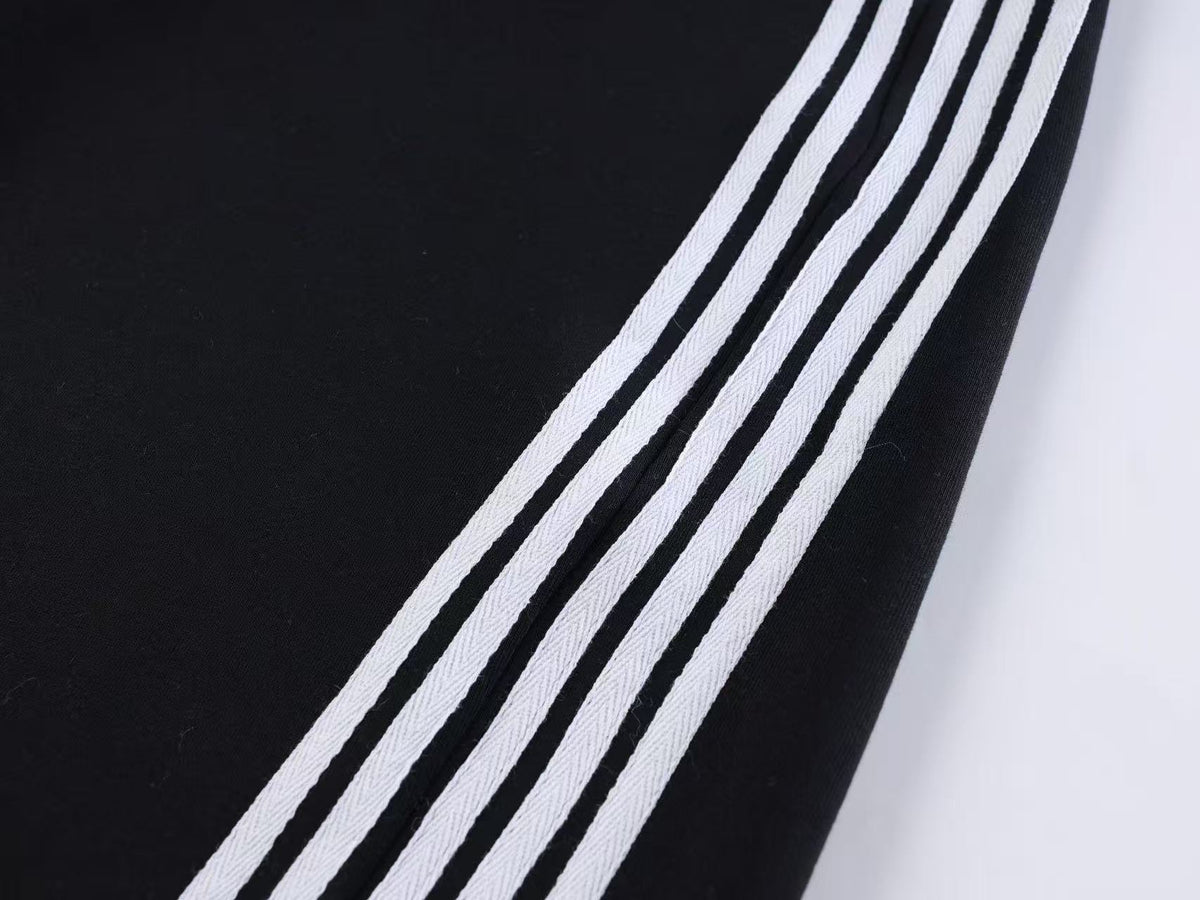 Unisex Washed Barcode Print Side Striped Wide Leg Sweatpants