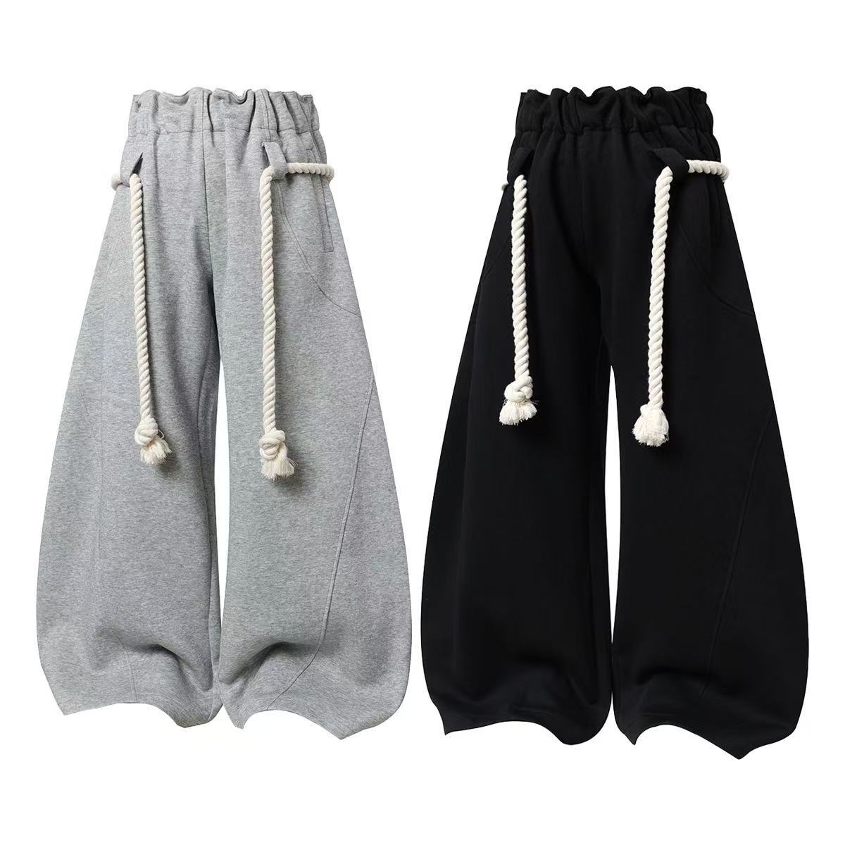 Thick Rope Drawstring Baggy Wide Leg Sweatpants