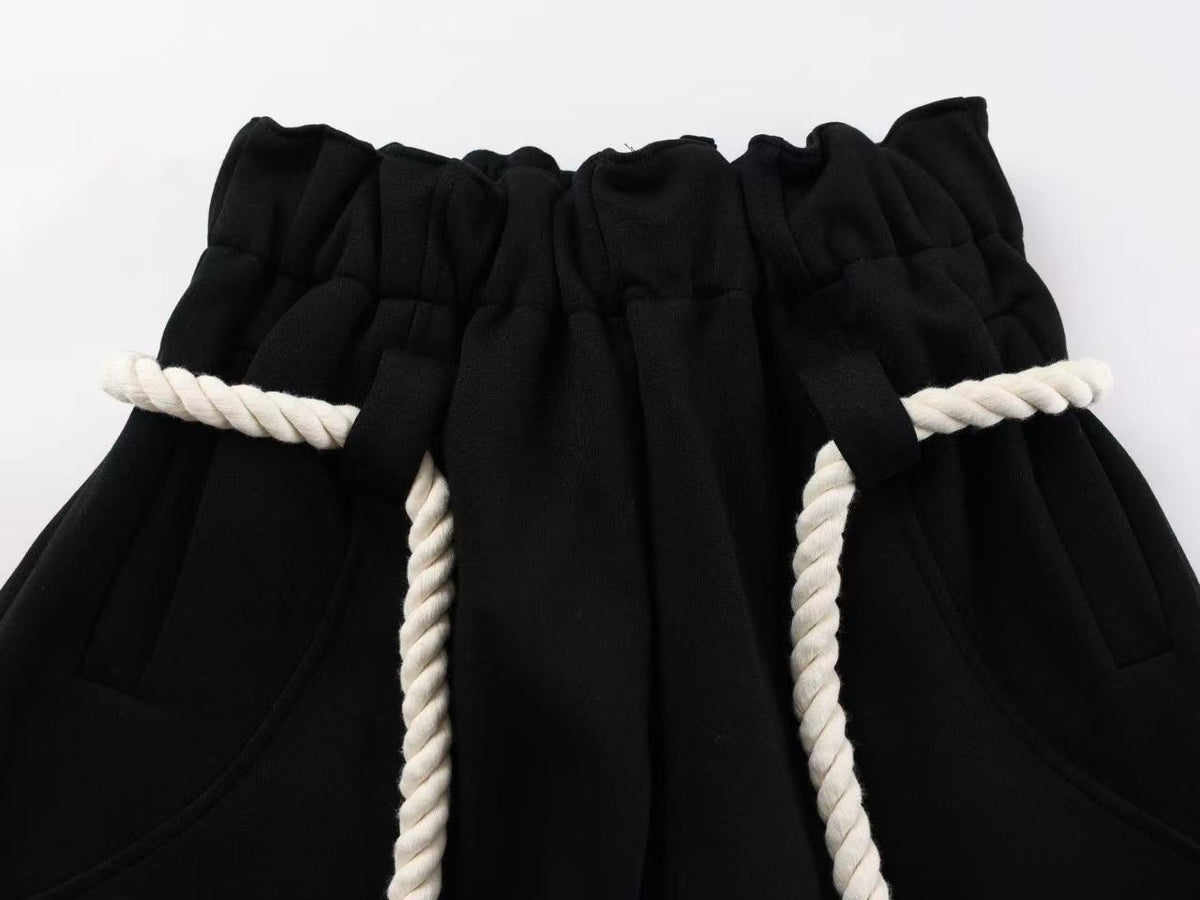 Thick Rope Drawstring Baggy Wide Leg Sweatpants