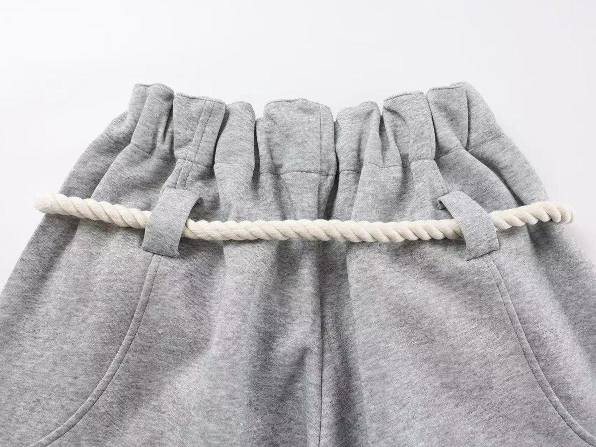 Thick Rope Drawstring Baggy Wide Leg Sweatpants
