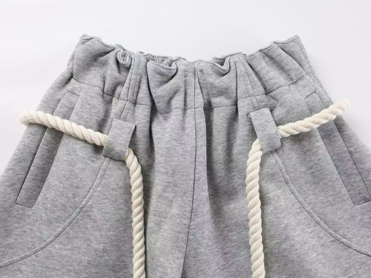 Thick Rope Drawstring Baggy Wide Leg Sweatpants
