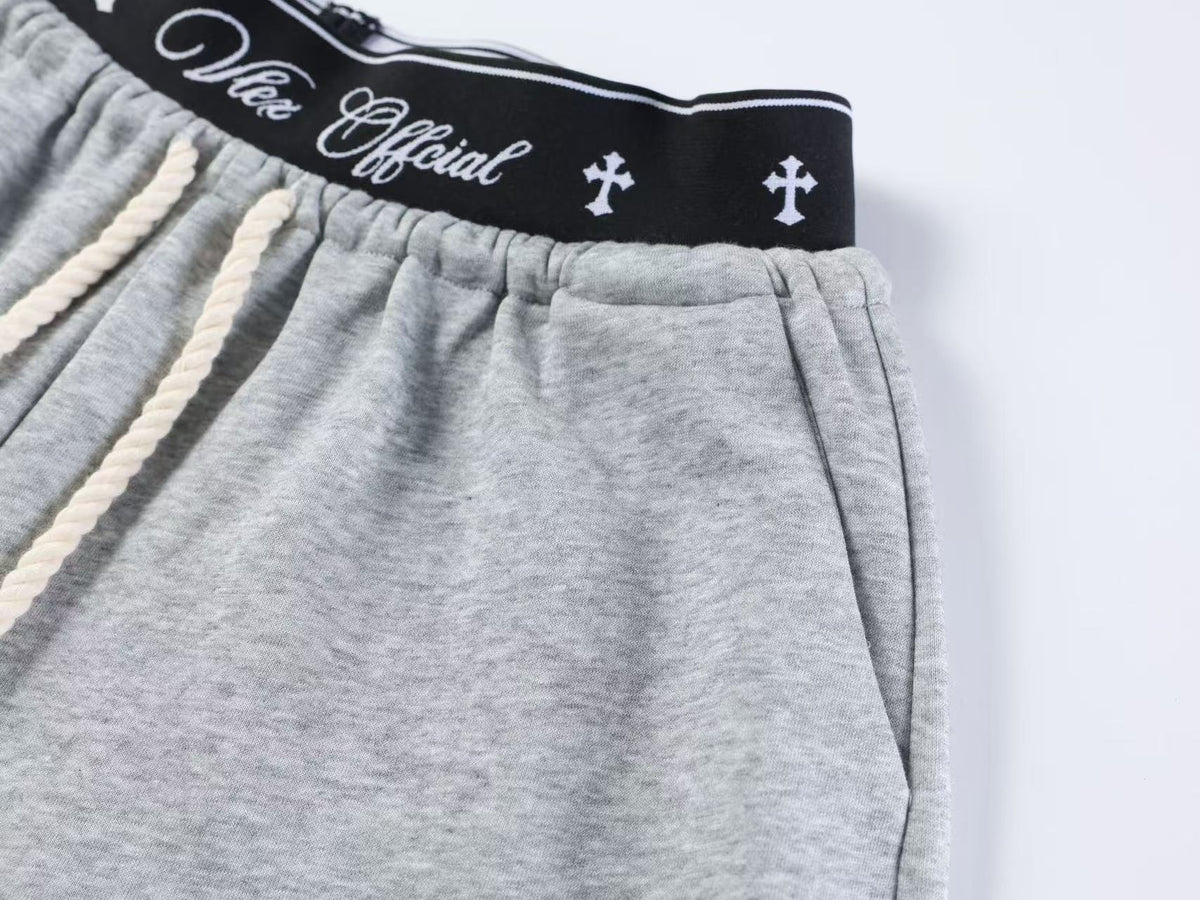 Unisex Side Script Letter Print Wide Leg Sweatpants