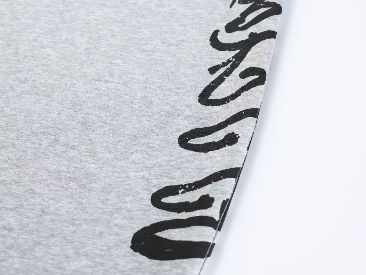 Unisex Side Script Letter Print Wide Leg Sweatpants