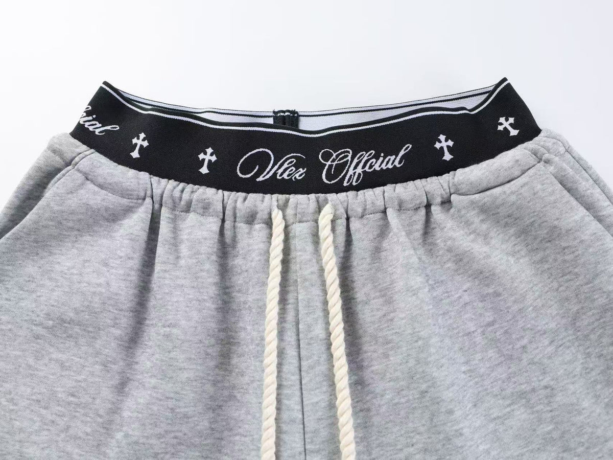 Unisex Side Script Letter Print Wide Leg Sweatpants