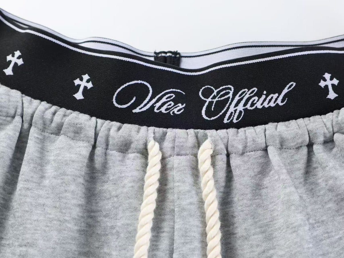 Unisex Side Script Letter Print Wide Leg Sweatpants