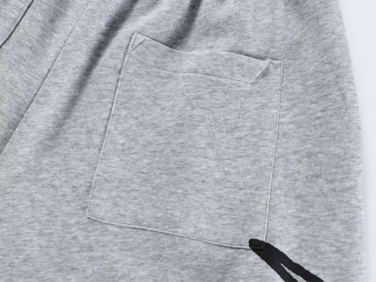 Unisex Side Script Letter Print Wide Leg Sweatpants