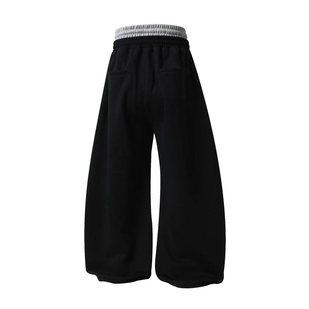 Double Waist Grid Number 7 Patch Wide Leg Sweatpants