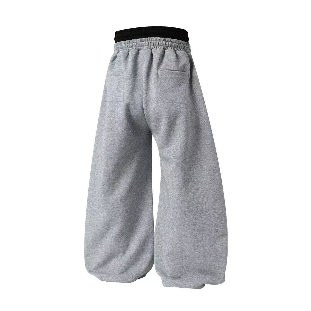 Double Waist Grid Number 7 Patch Wide Leg Sweatpants
