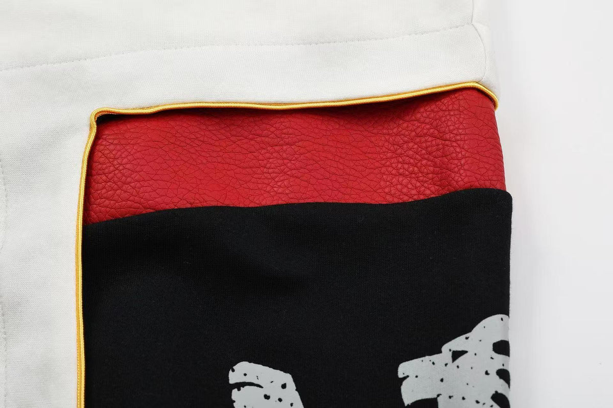 Unisex Washed Shield Lion Patch Graphic Wide Leg Sweatpants