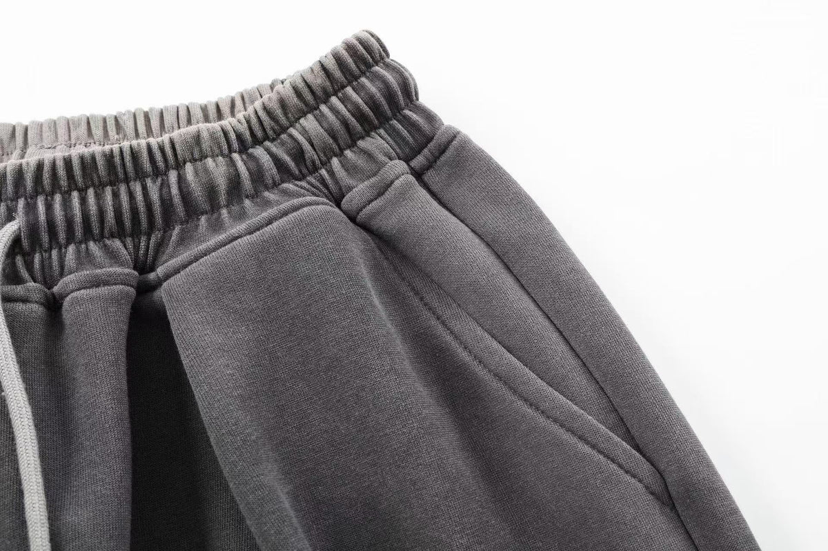 Gradient Washed Side Script Letter Print Wide Leg Sweatpants