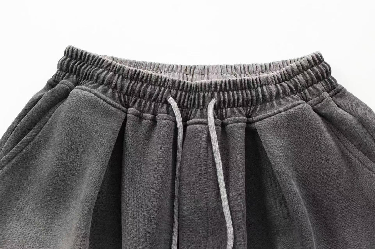 Gradient Washed Side Script Letter Print Wide Leg Sweatpants