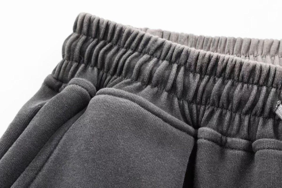 Gradient Washed Side Script Letter Print Wide Leg Sweatpants