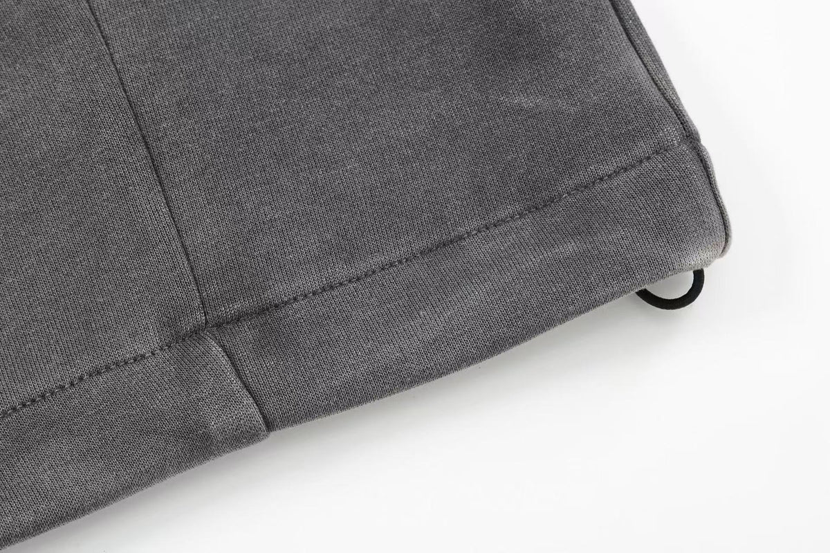 Gradient Washed Side Script Letter Print Wide Leg Sweatpants