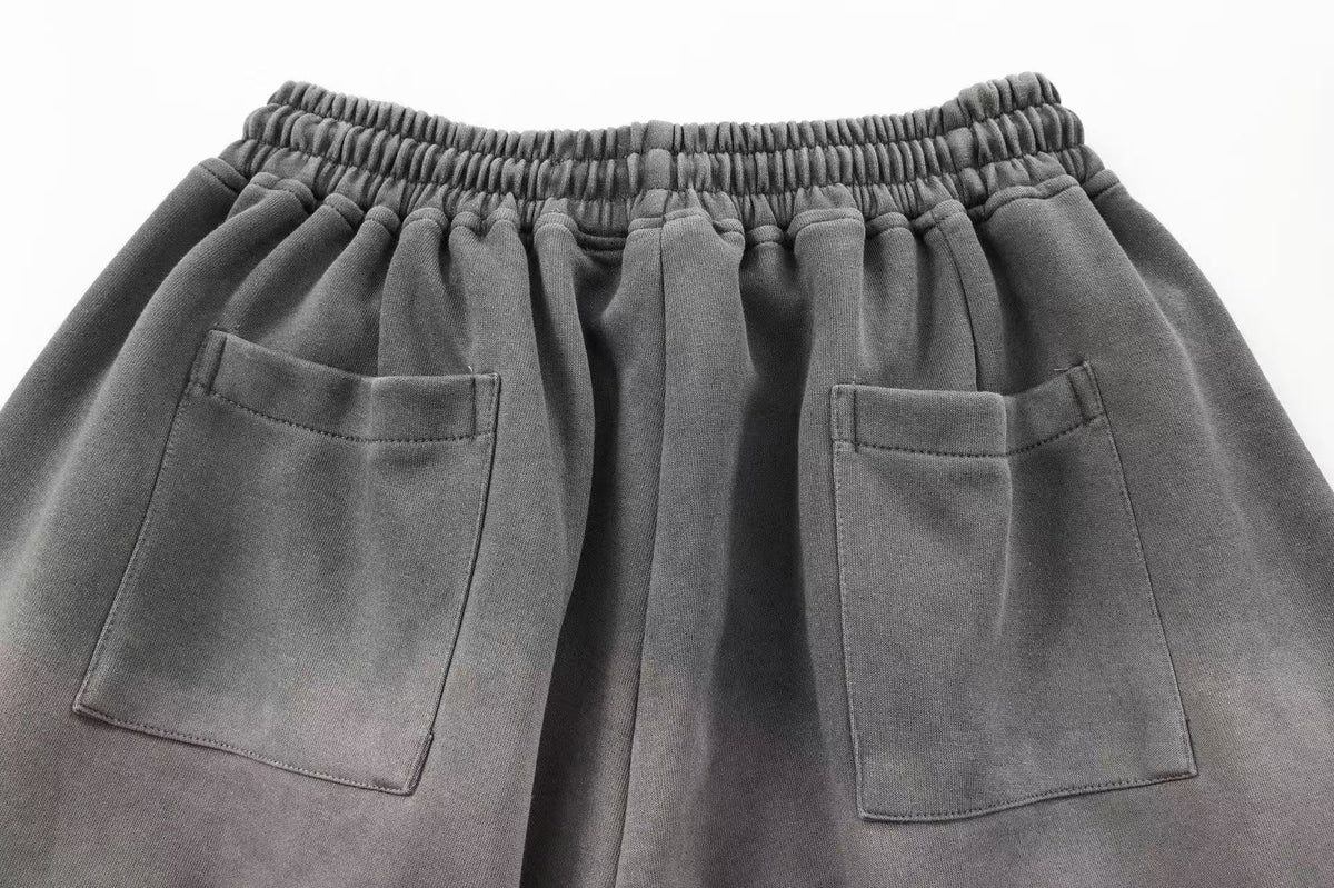 Gradient Washed Side Script Letter Print Wide Leg Sweatpants