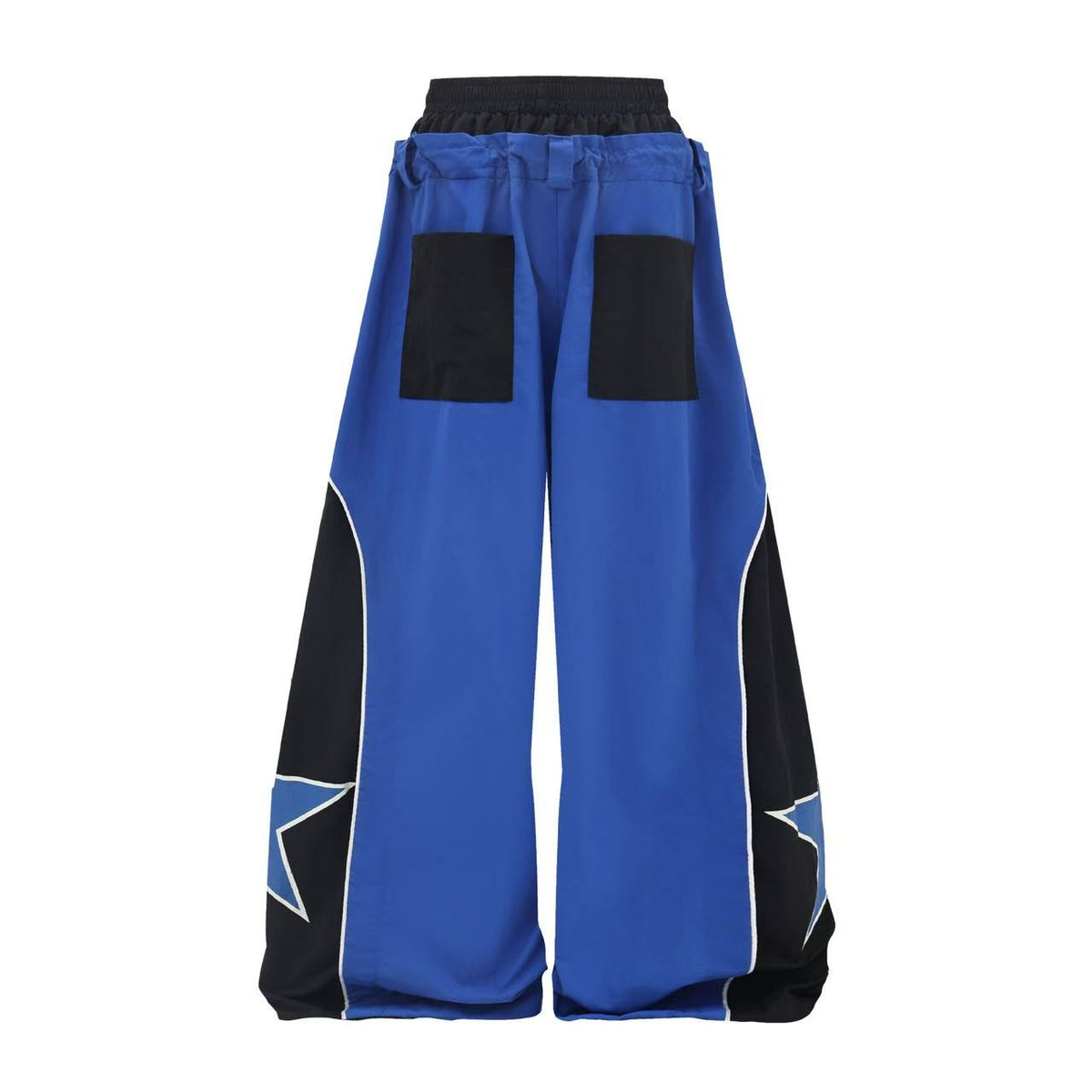 Unisex Color Block Star Patchwork Double Waist Wide Leg Sweatpants