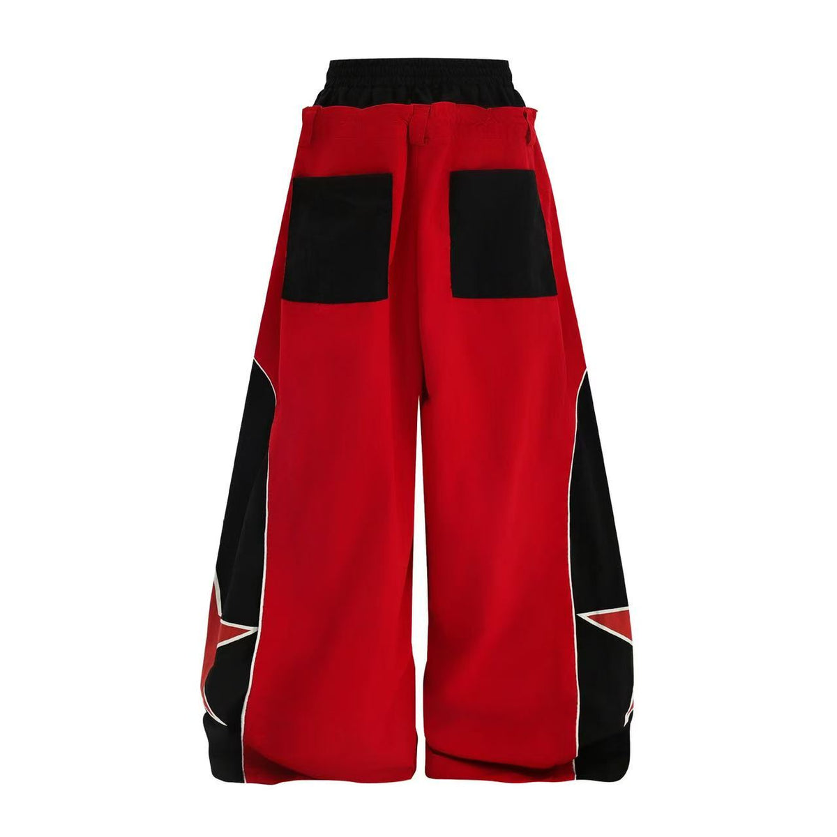 Unisex Color Block Star Patchwork Double Waist Wide Leg Sweatpants