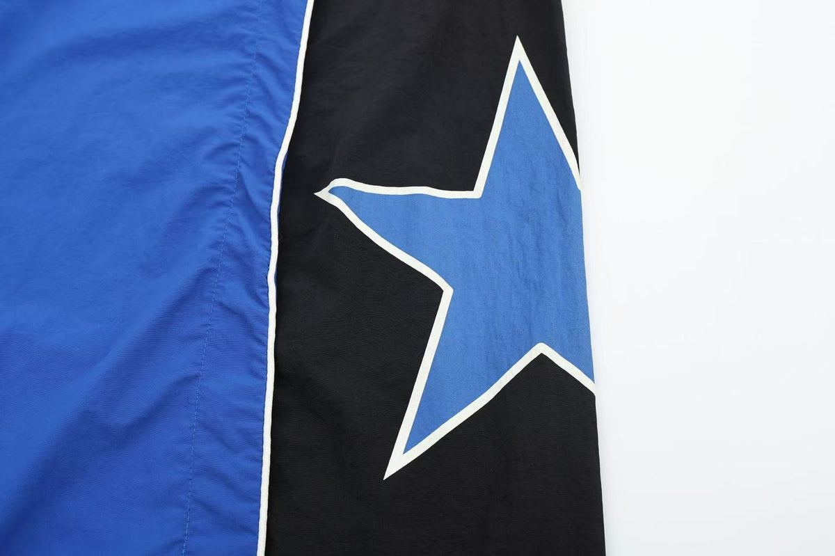 Unisex Color Block Star Patchwork Double Waist Wide Leg Sweatpants