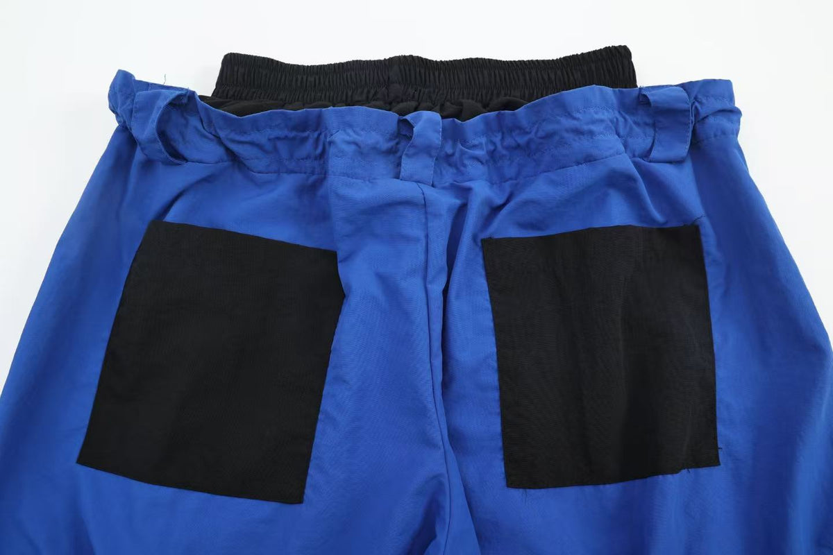 Unisex Color Block Star Patchwork Double Waist Wide Leg Sweatpants