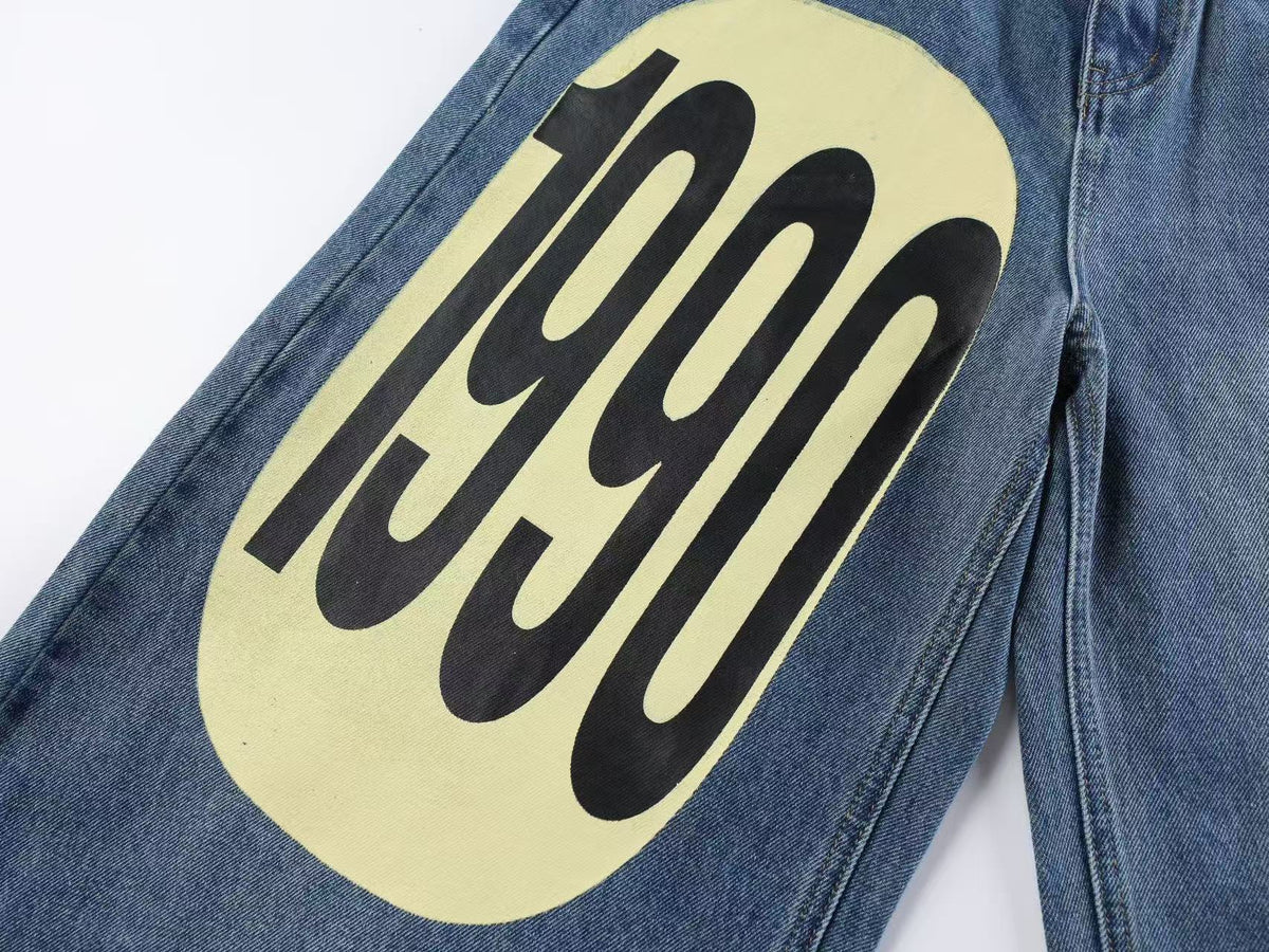 Vintage 1990 Star Graphic  Baggy Wide Leg Jeans