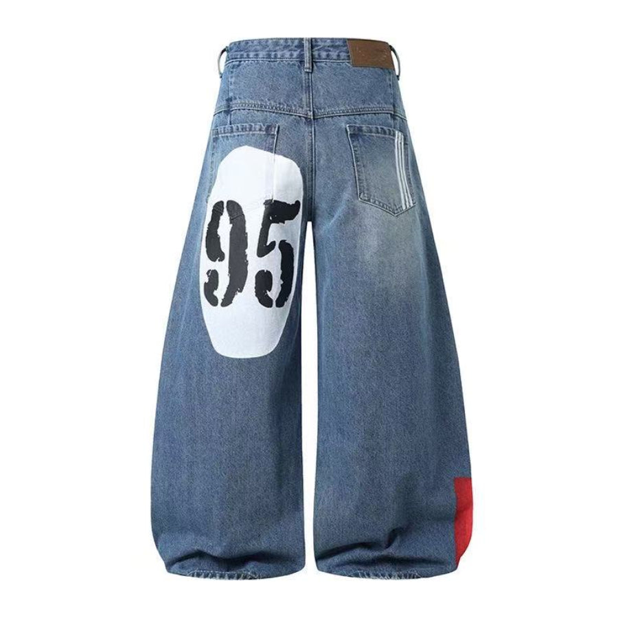 Vintage 1990 Star Graphic  Baggy Wide Leg Jeans