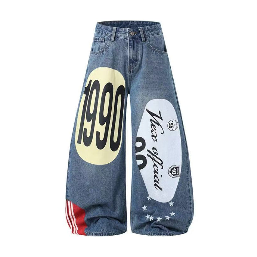 Vintage 1990 Star Graphic  Baggy Wide Leg Jeans