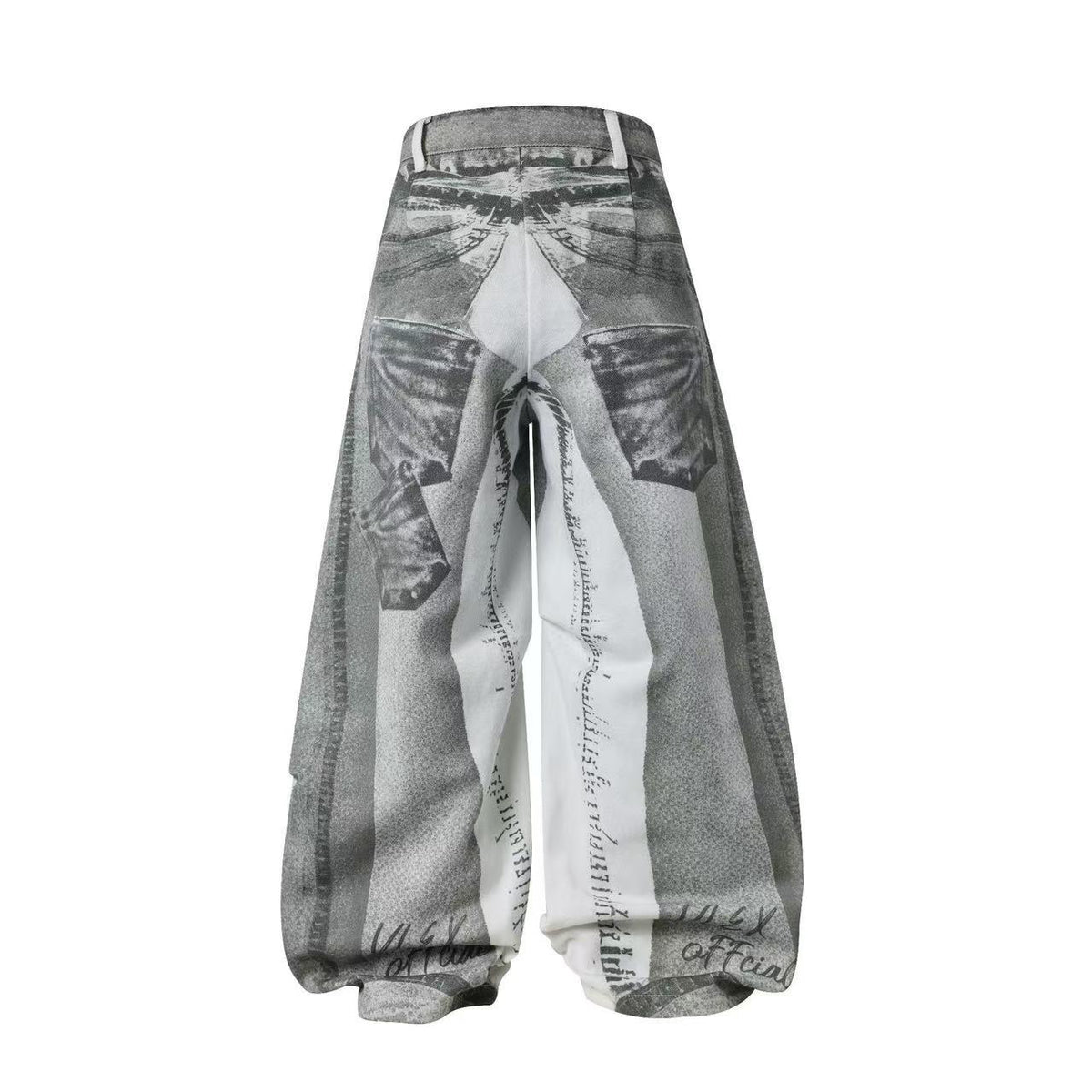 Unisex Denim Illusion Print Wide Leg Baggy Jeans