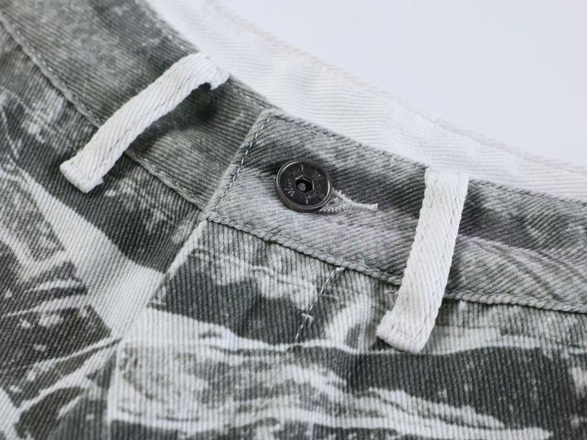 Unisex Denim Illusion Print Wide Leg Baggy Jeans