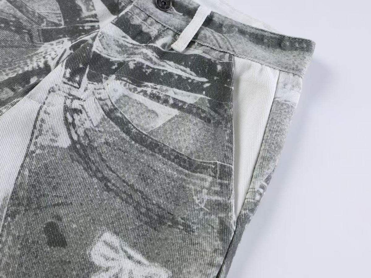 Unisex Denim Illusion Print Wide Leg Baggy Jeans