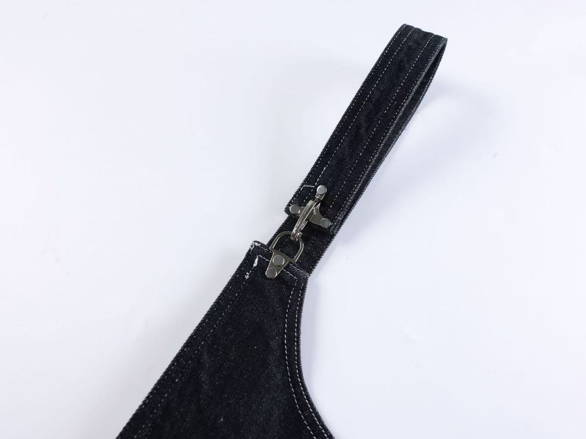 Unisex Detachable Apron Panel Metal Buckle Baggy Wide Leg Jeans