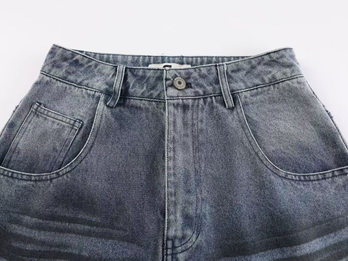 Vintage Hibiscus Floral Print Baggy Wide Leg Jeans