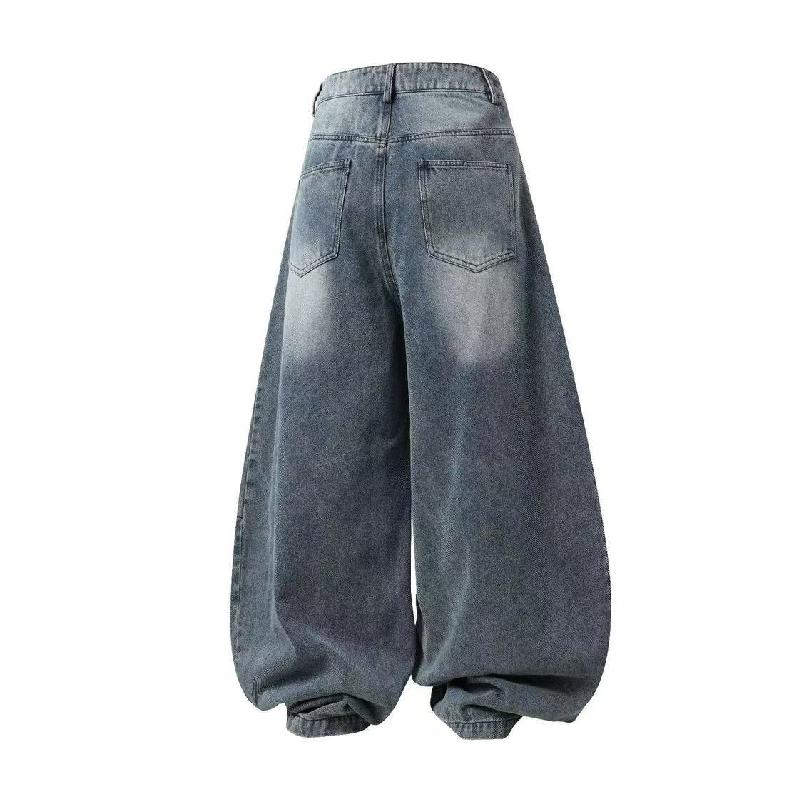 Vintage Hibiscus Floral Print Baggy Wide Leg Jeans