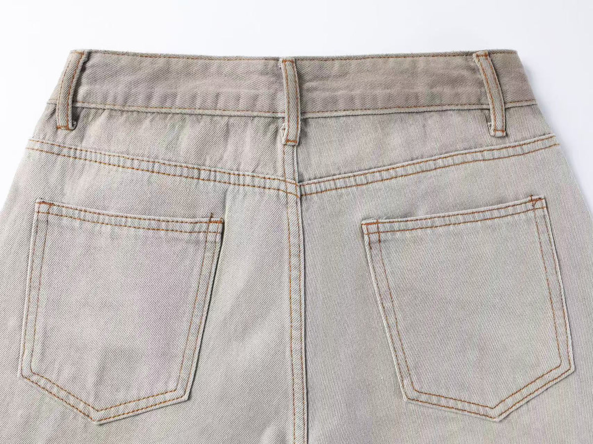 Unisex Gradient Rhinestone Baggy Wide Leg Balloon Jeans