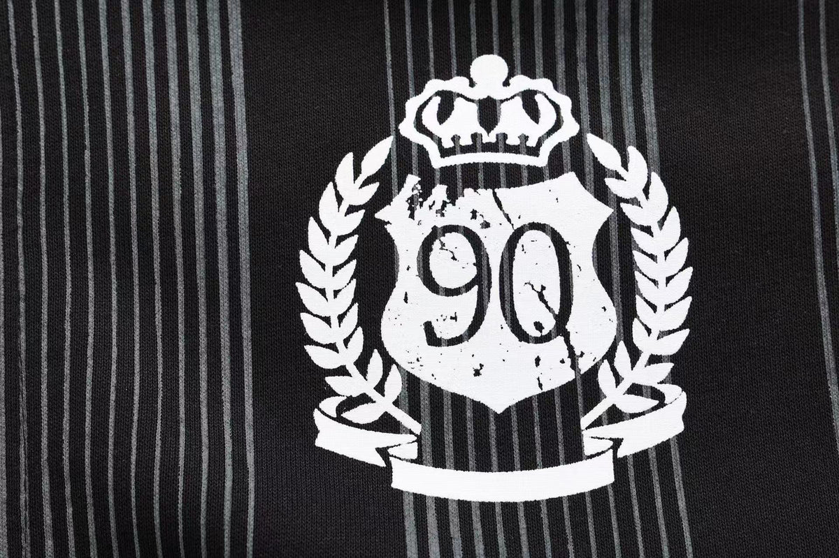 Unisex Striped Crest Print Zip-Up Hoodie
