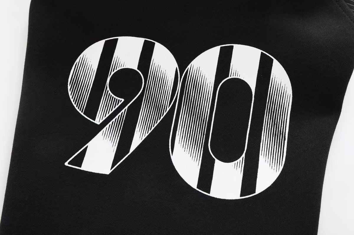 Unisex Striped Crest Print Zip-Up Hoodie