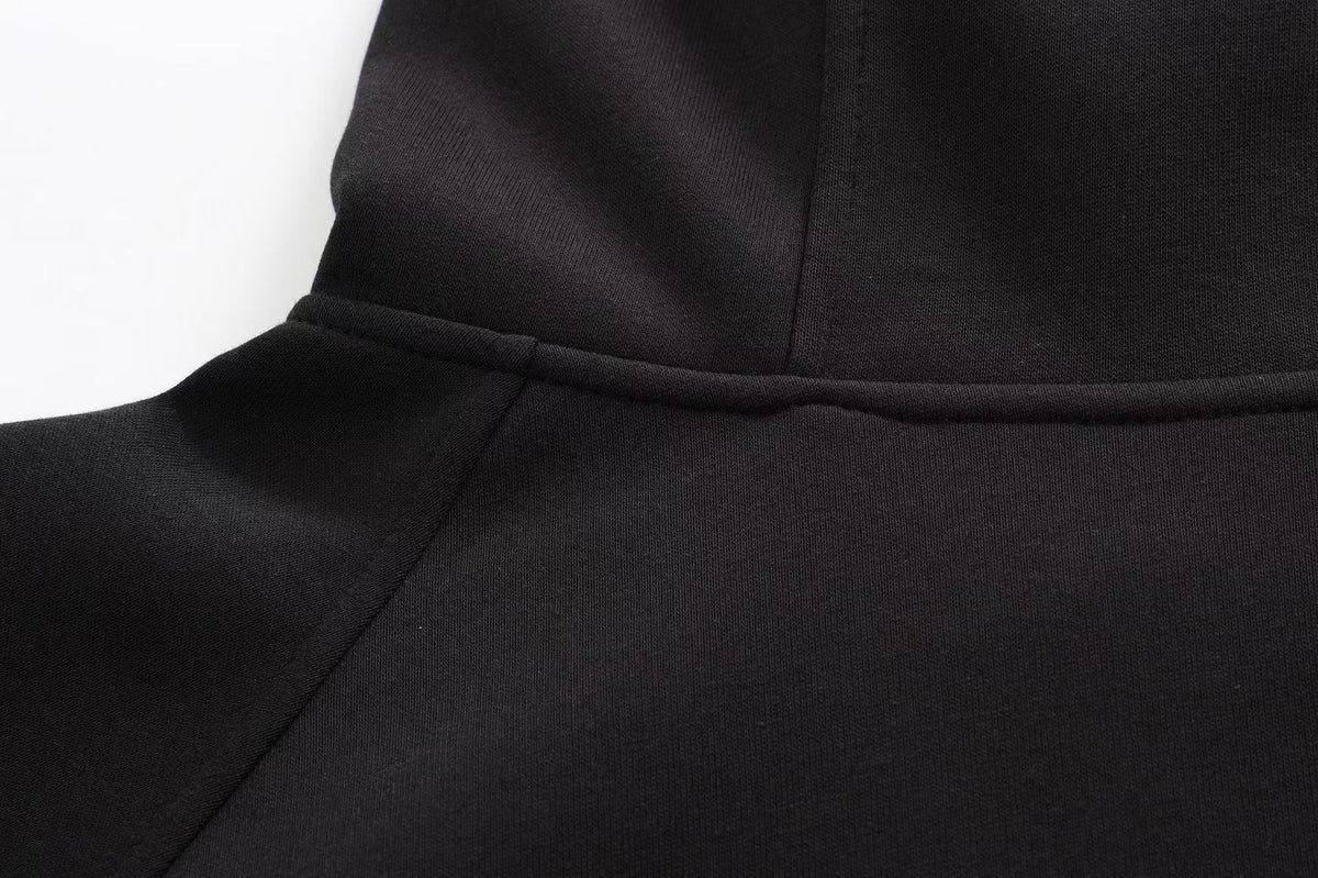 Unisex Striped Crest Print Zip-Up Hoodie