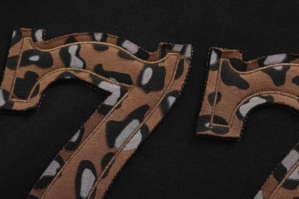 Unisex Leopard Print Color Block Zip-Up Hoodie
