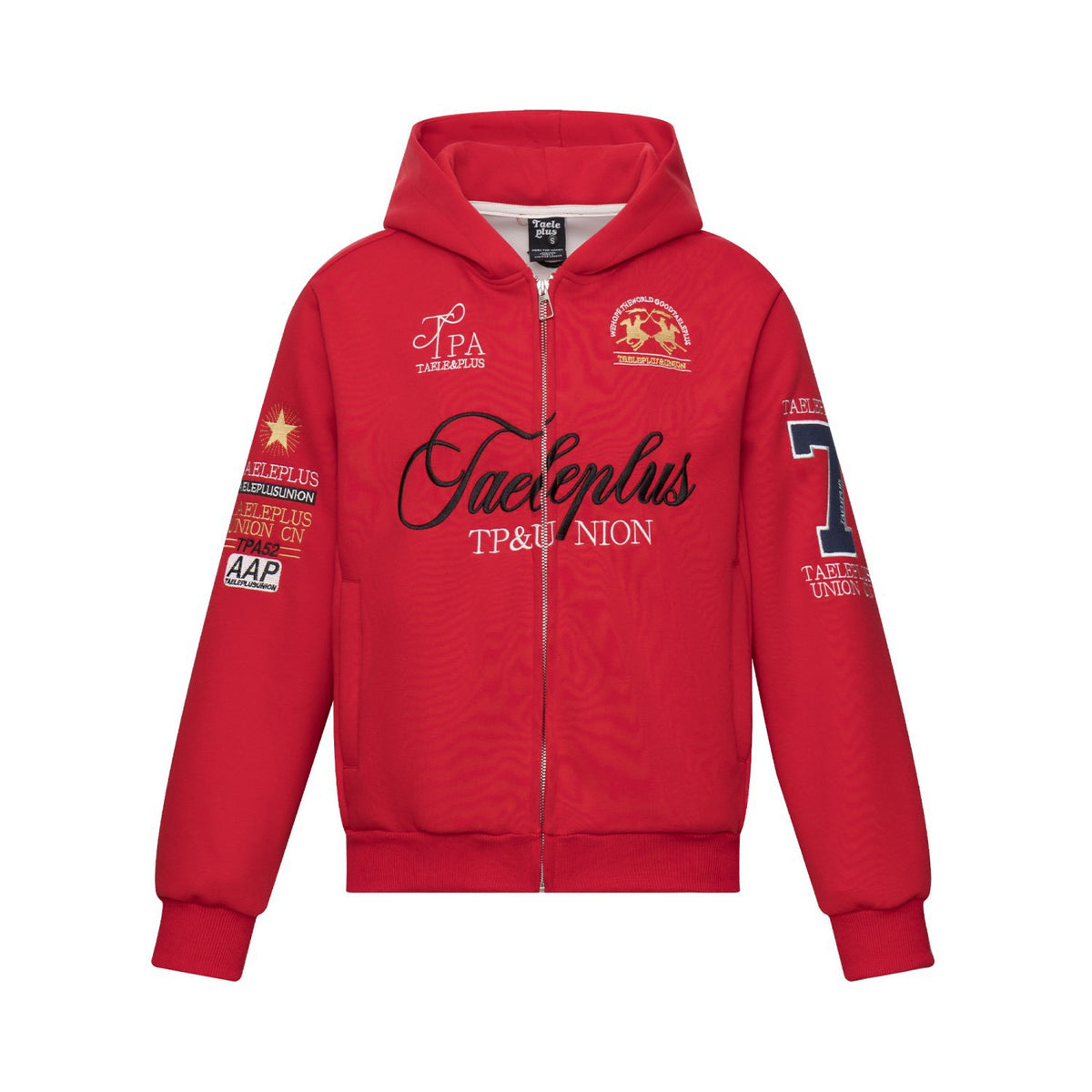 Vintage Multi-Patch Embroidery Equestrian Logo Full Zip Hoodie