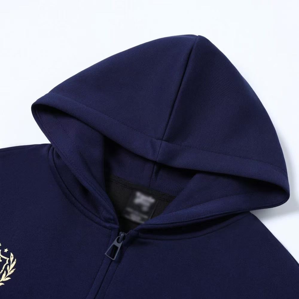 Vintage Crest Logo Splatter Paint Full Zip Hoodie