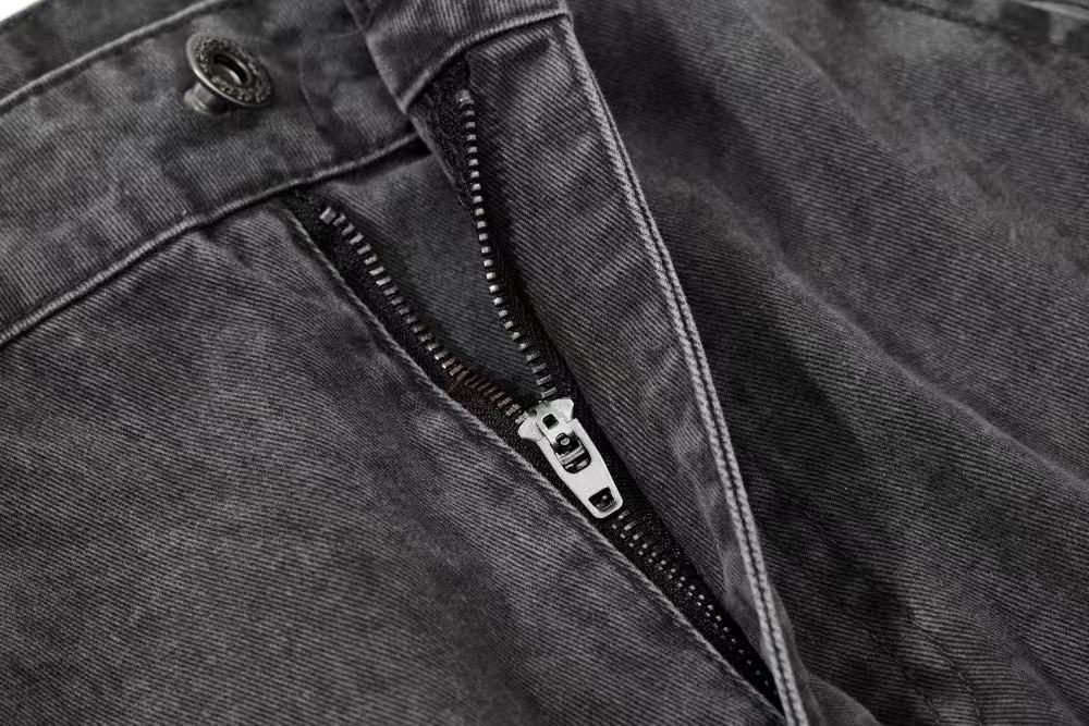 Vintage Washed Multi Pocket Wide Leg Cargo Pants