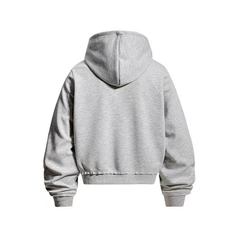 Vintage Front Lace Up Cutout Zip Up Hoodie