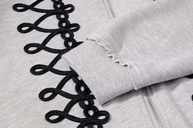 Vintage Front Lace Up Cutout Zip Up Hoodie