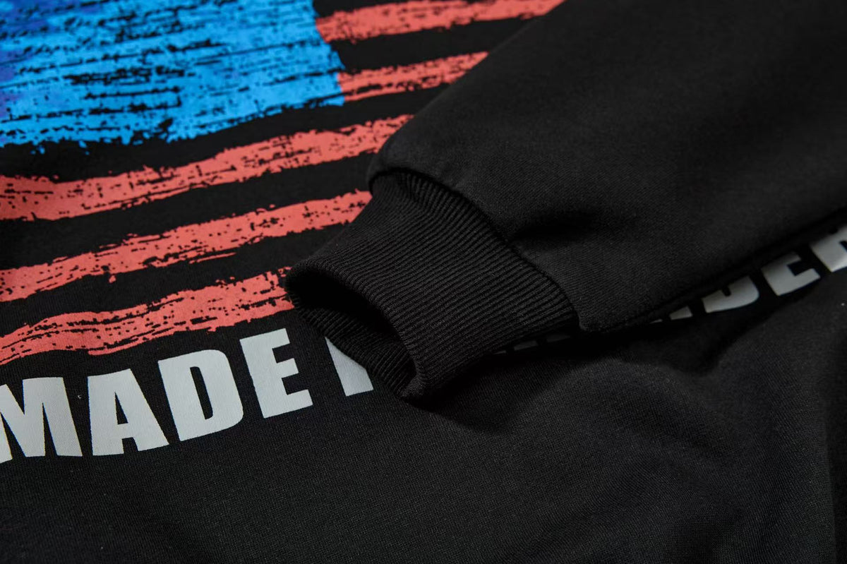 Vintage Distressed American Flag Graphic Hoodie