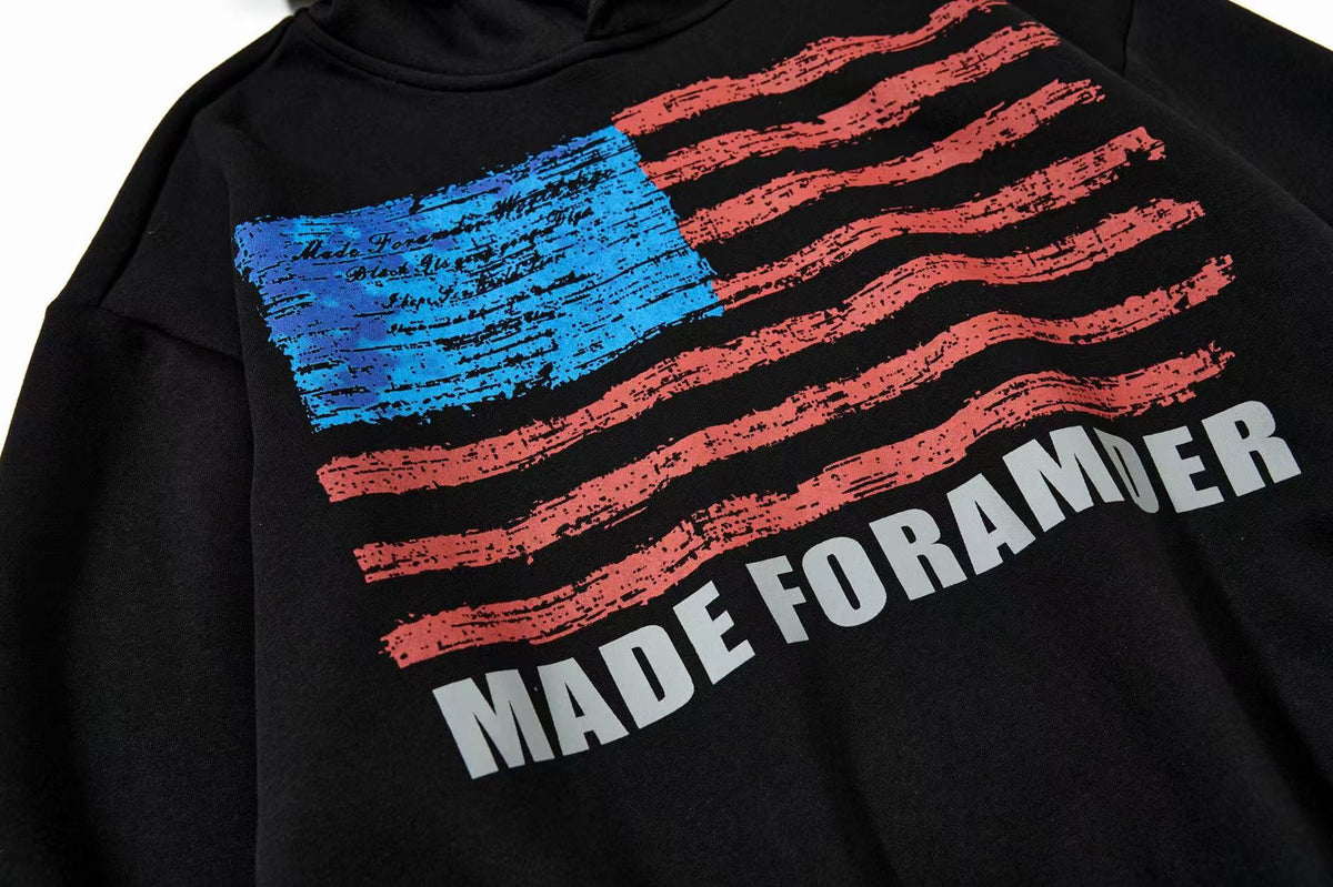Vintage Distressed American Flag Graphic Hoodie