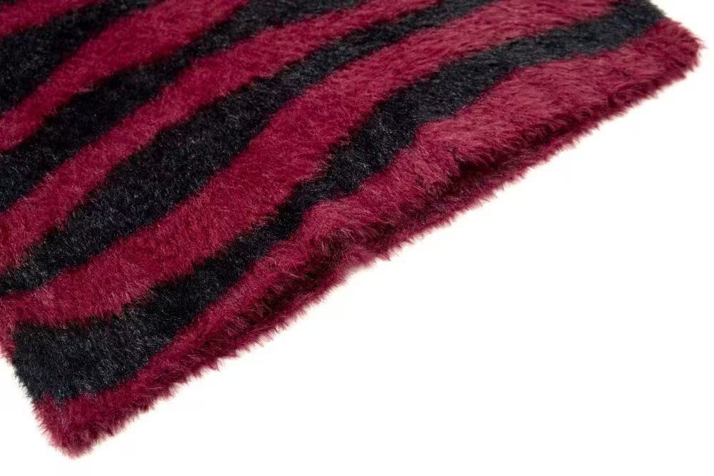 Unisex Rhinestone Cross Graphic Striped Fuzzy Knit Sweater