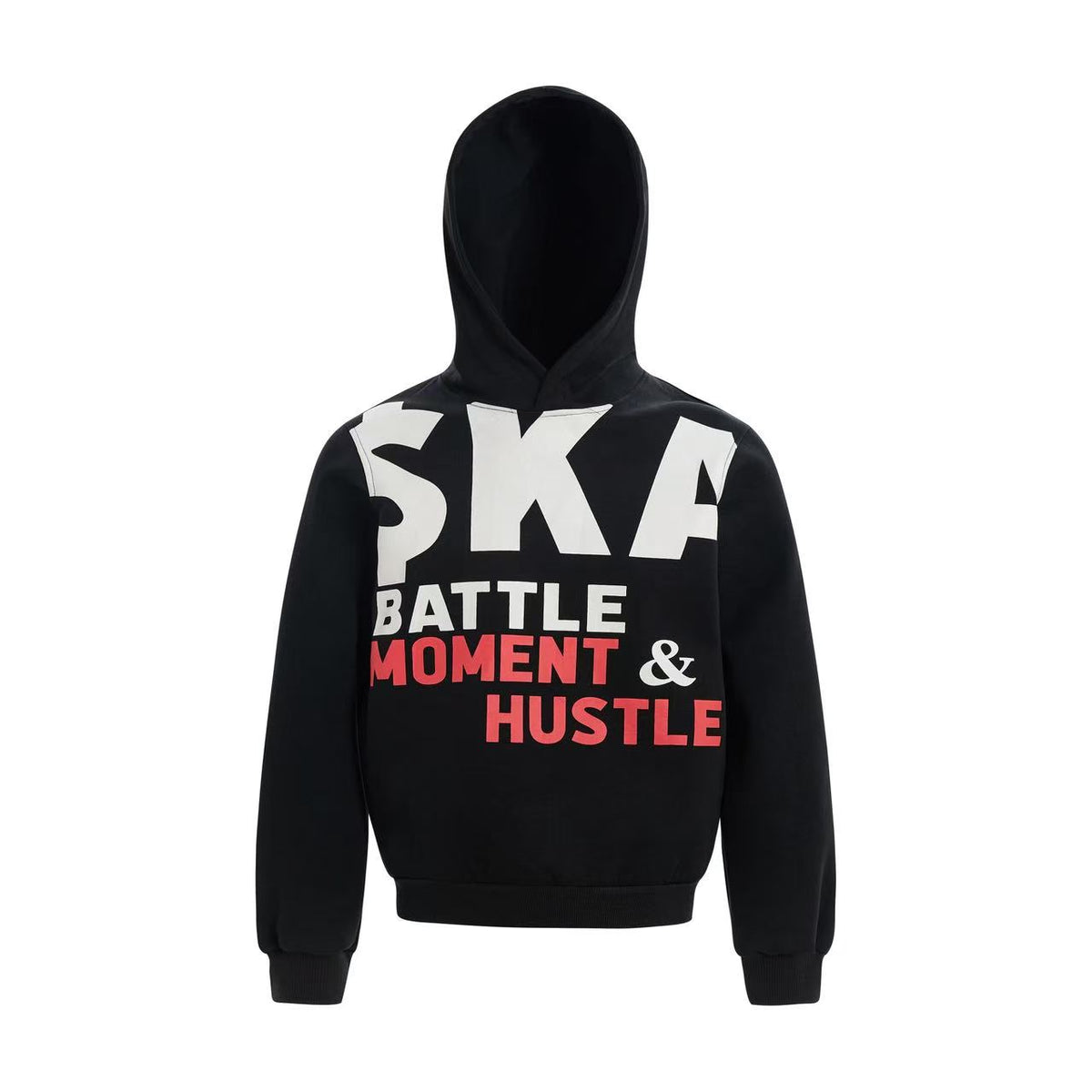 Cropped Bold Block Letter Slogan Pullover Hoodie