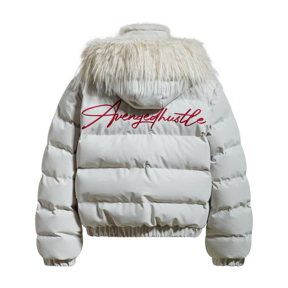 Faux Fur Hood Script Signature Puffer Jacket