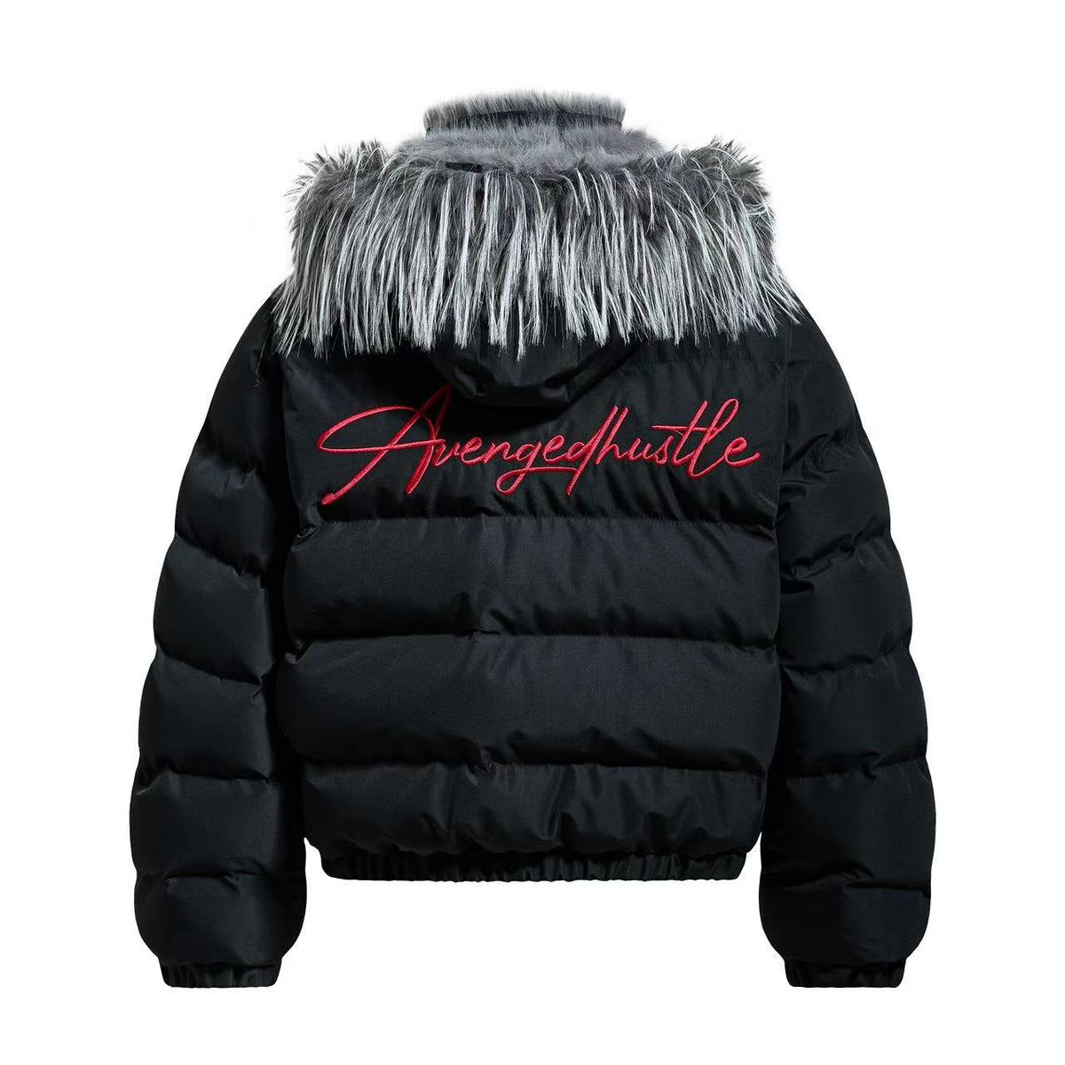 Faux Fur Hood Script Signature Puffer Jacket