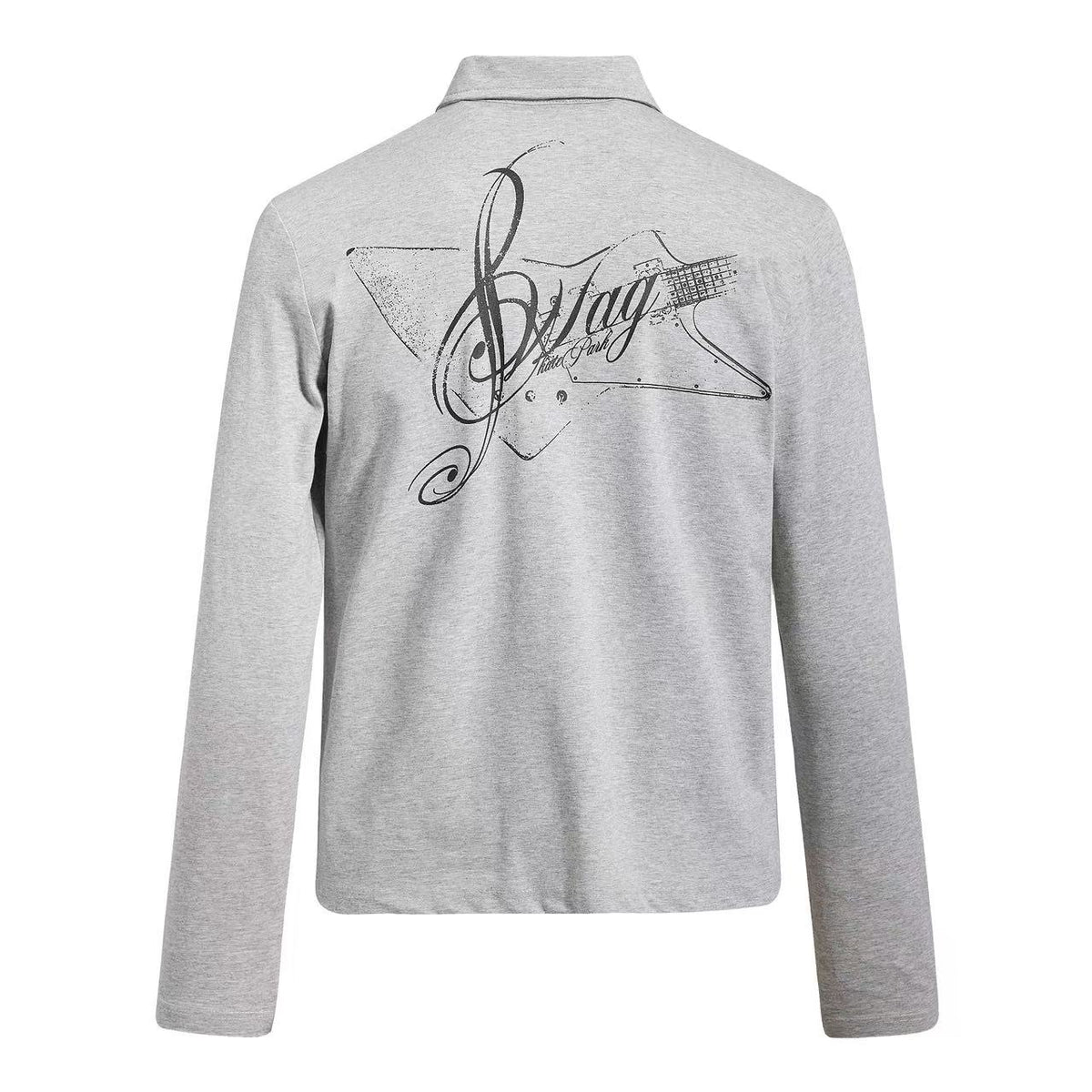 Barbed Wire Star Graphic Long Sleeve Polo Shirt