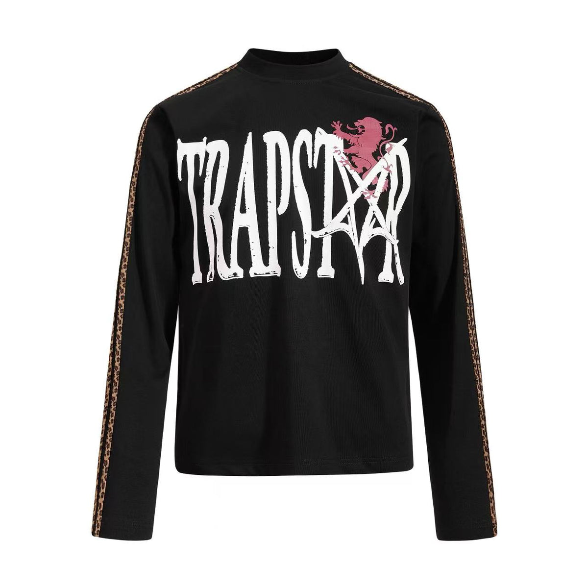 Camo Leopard Side Stripe Trapstar Lion Graphic Mock Neck Long Sleeve